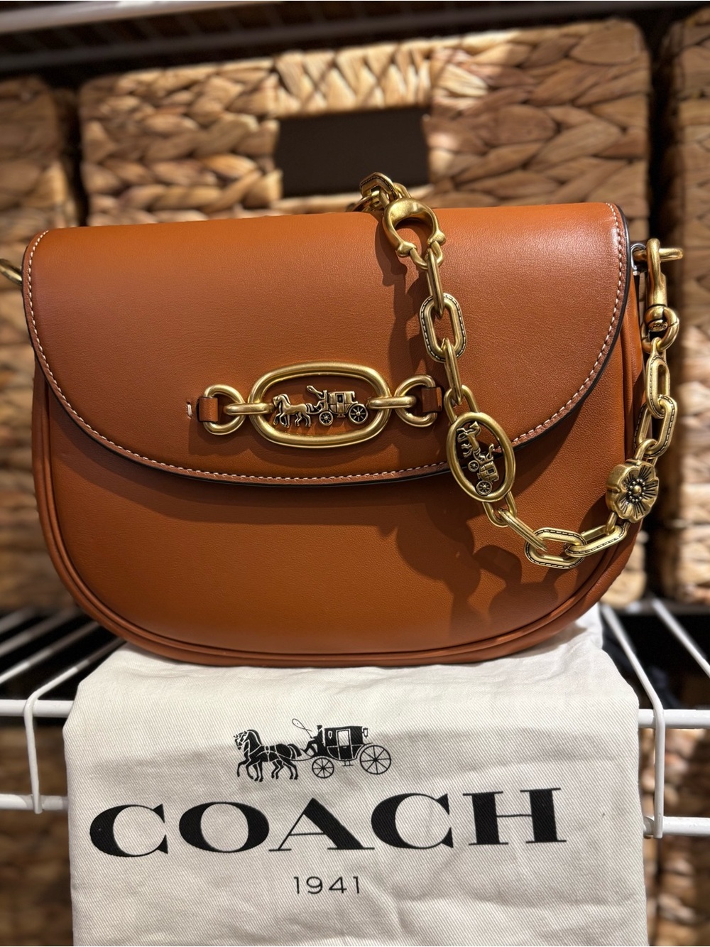 Coach Harley Crossbody (Large) in Saddle and Gold